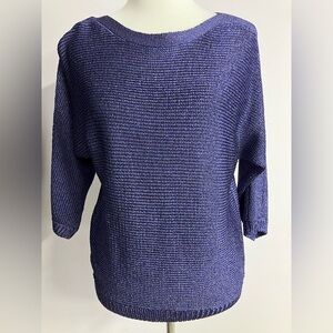Chico’s Women’s Pullover Sweater/Top, Size 1, Purple/Metallic Gold, 3/4 Sleeves